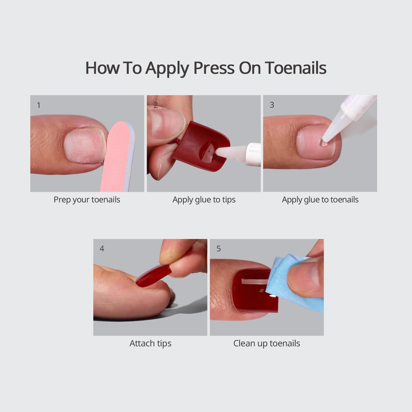 BTArtbox Press On Toenails Short - Orchard Burst, Easy-to-Apply Square Ombre Pink Toe Nail Press Ons with Glue and Adhesive Tabs in 15 Sizes - 30 Toenails All-in-One Kit