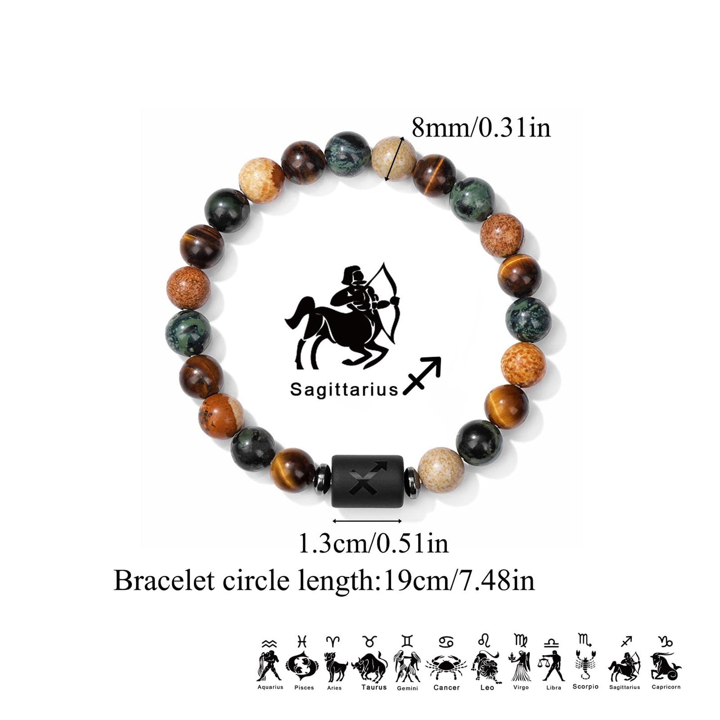 Zodiac Bracelet Scorpio Gifts for Women Men-8mm Natural Crystal Beaded Bracelets 12 Constellation Healing Stone Bracelet Mother's Day Valuntine's Day Christmas Birthday Gifts for Women