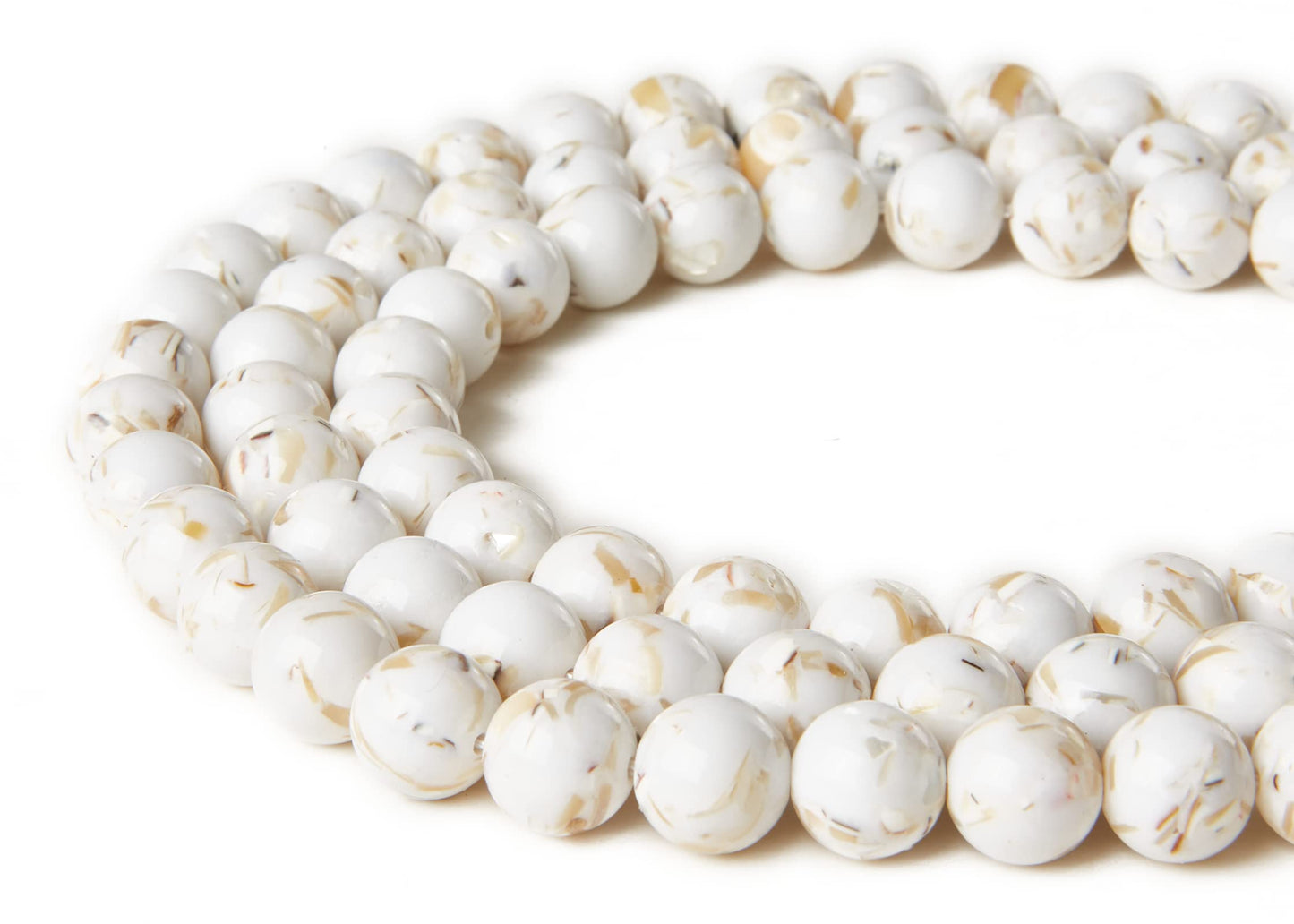 35pcs 10mm White Shell Turquoise Beads Natural Gemstone Beads Round Loose Beads for Jewelry Making