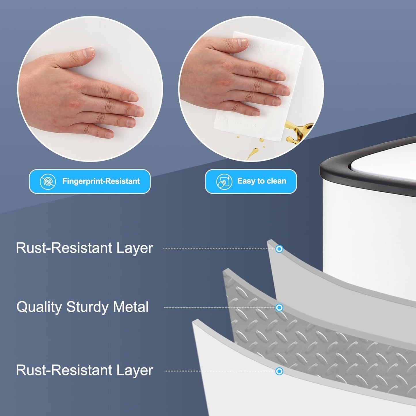 DYTesa Kitchen Trash Can with Lid, Automatic Motion Sensor Trash Can for Kitchen Home Office, Bedroom, Living Room, Smart Garbage Can Touchless High-Capacity Waste Bin, 55L/14.5 Gallon, White