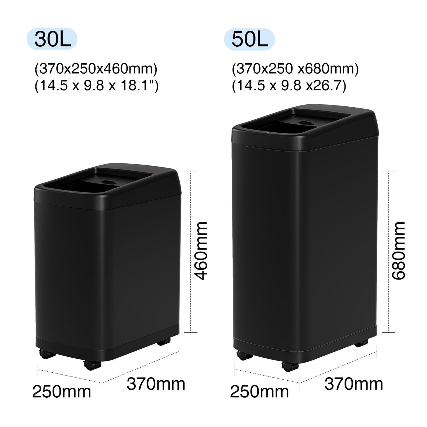 ELLO&ALLO Garbage Can Motion Sensor Trash Can 8 Gallon for Kitchen with Roll Up Lid, Automatic Touch Free High-Capacity with Wheels Black Waste Bin