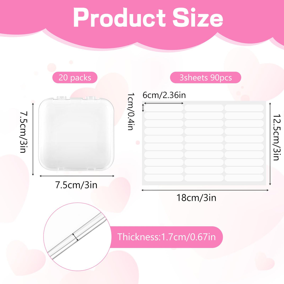 PEOVLVN 20pcs Press on Nail Storage Box Press on Nails Packaging Fake Nail Storages Case with 90 Pcs Adhesive Double Sided Tape for Fake Nail Storage Nail Display Nail Salon
