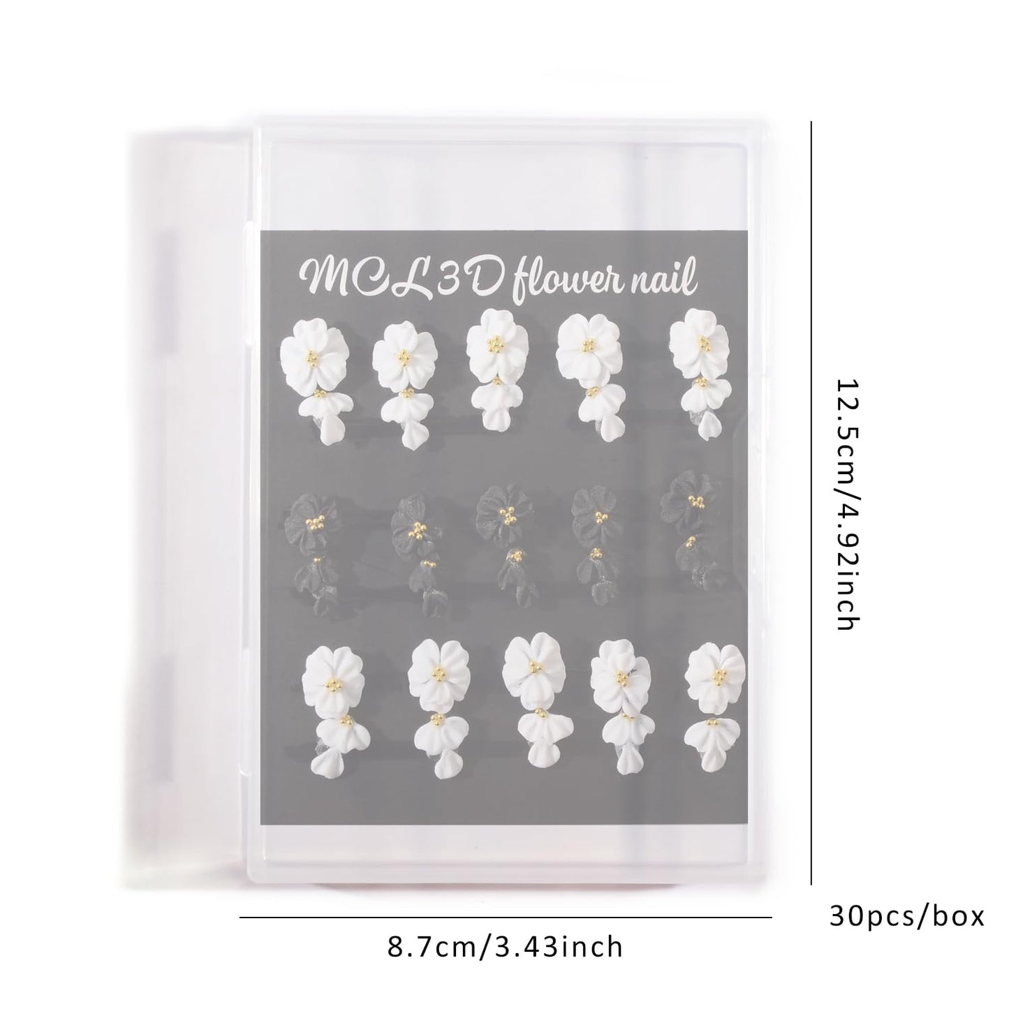 BAIYIYI 30PCS Handmade Acrylic Flowers Nail Art Charms Cute Y2K Summer Floral with Caviar Beads Design High-end Craved Flower Petal Nails Charms for Women Profession Nail Art Craft Jewelry