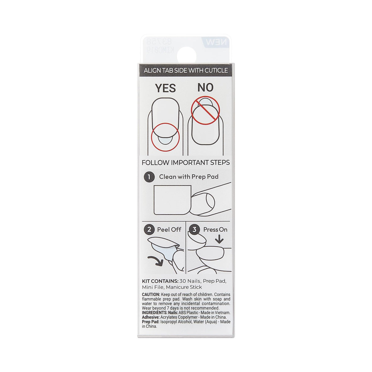 Kiss Impress No Glue Mani Press On Nails, Color, 'Frosting', White, Short Size, Squoval Shape, Includes 30 Nails, Prep Pad, Instructions Sheet, 1 Manicure Stick, 1 Mini File
