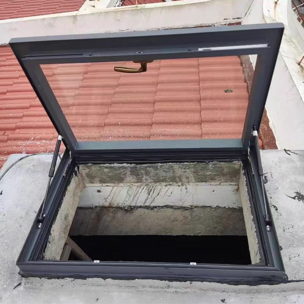 Skylights & Roof Windows;Skylight Window - Square/Rectangle;Roof Skylights;Manual Ventilation Partition Mounted Skylight,Aluminium Alloy + Double Glass Skylight (5 Size) (19.7"×19.7")