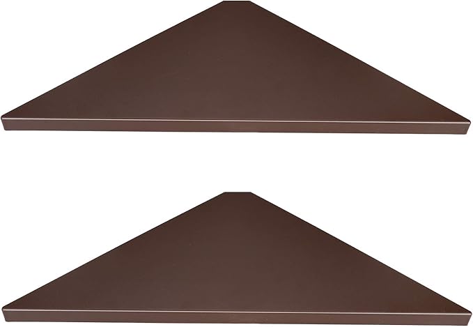evron Corner Mounting Shelf Set of 2 â Easy to Install Floating Wall Shelves with Wood Grain Finish, Durable and Waterproof ABS Plastic for Kitchen, Bathroom, Living Room Home DÃ©cor