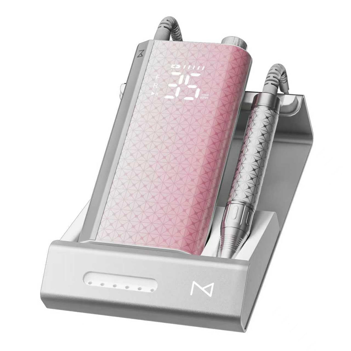 M Pro Spin Nail Drill 60W Brushless Motor 35,000 RPM, Cordless Rechargeable Electric Nail File, Professional E File Machine for Acrylic Gel Nails, Low Noise Portable Salon Use – Pink