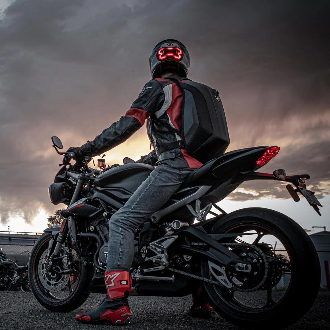 Brake Free Helmet Light - Smart Wireless Motorcycle Lights- Weatherproof LED Motorcycle Helmet Light - Lightweight & Aerodynamic Design - Smart Brake Detection - Single Button Operation - Black