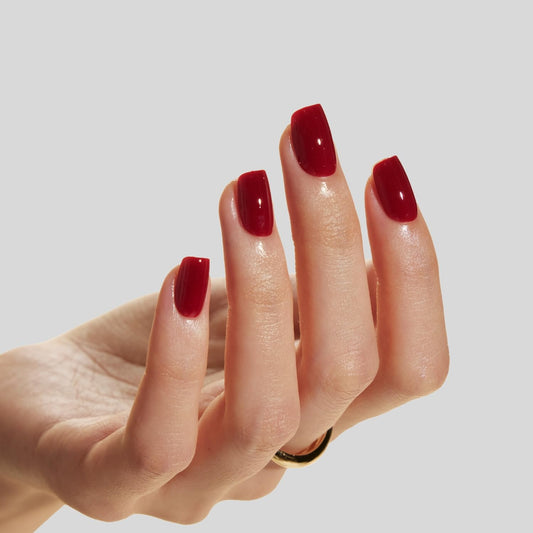 LAMIMOSA 32Pcs Red Press On Nails Short Almond – Soft Gel Fake Nails in 16 Sizes, Reusable Classic Red Glue on Nails Kit, Solid Color False Nails, Stick on Nails, RASPBERRY