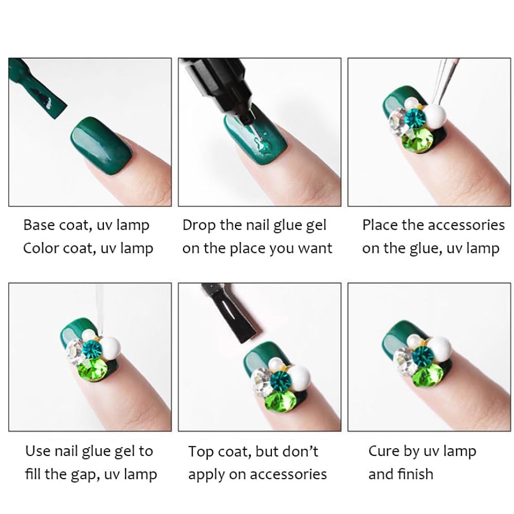 Chunmeng 3D Metal Nail Gems for Acrylic Nail Supplies, Holographic Gold Line Leaf Gems Sparkle Shape Design Decals DIY Manicure Jewelry Accessories for Women Girls Nail Decor