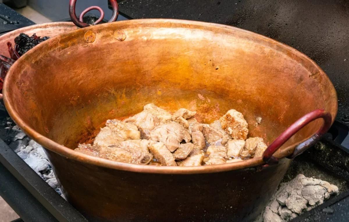 Cazo De Cobre, 16" Authentic Copper Pot, Heavy Duty Hammered Wok Jam Pan, Made in Mexico, Cooking Pot for Mexican Food