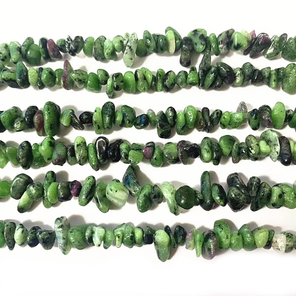 jodaying 7-8mm Natural Ruby Zoisite Gemstone Chips Healing Gravel Bracelets Necklace Kit Irregular Tumble Stone Beads DIY Crafts Design Jewelry Making 32"