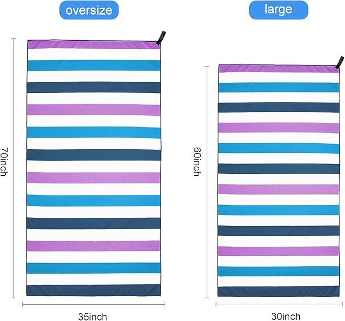 Exclusivo Mezcla Microfiber Quick Dry Beach Towel, Large Lightweight Sandfree Pool Towel for Swimming Camping Travel with Bag (Dark Purple, 30x60 Inches)