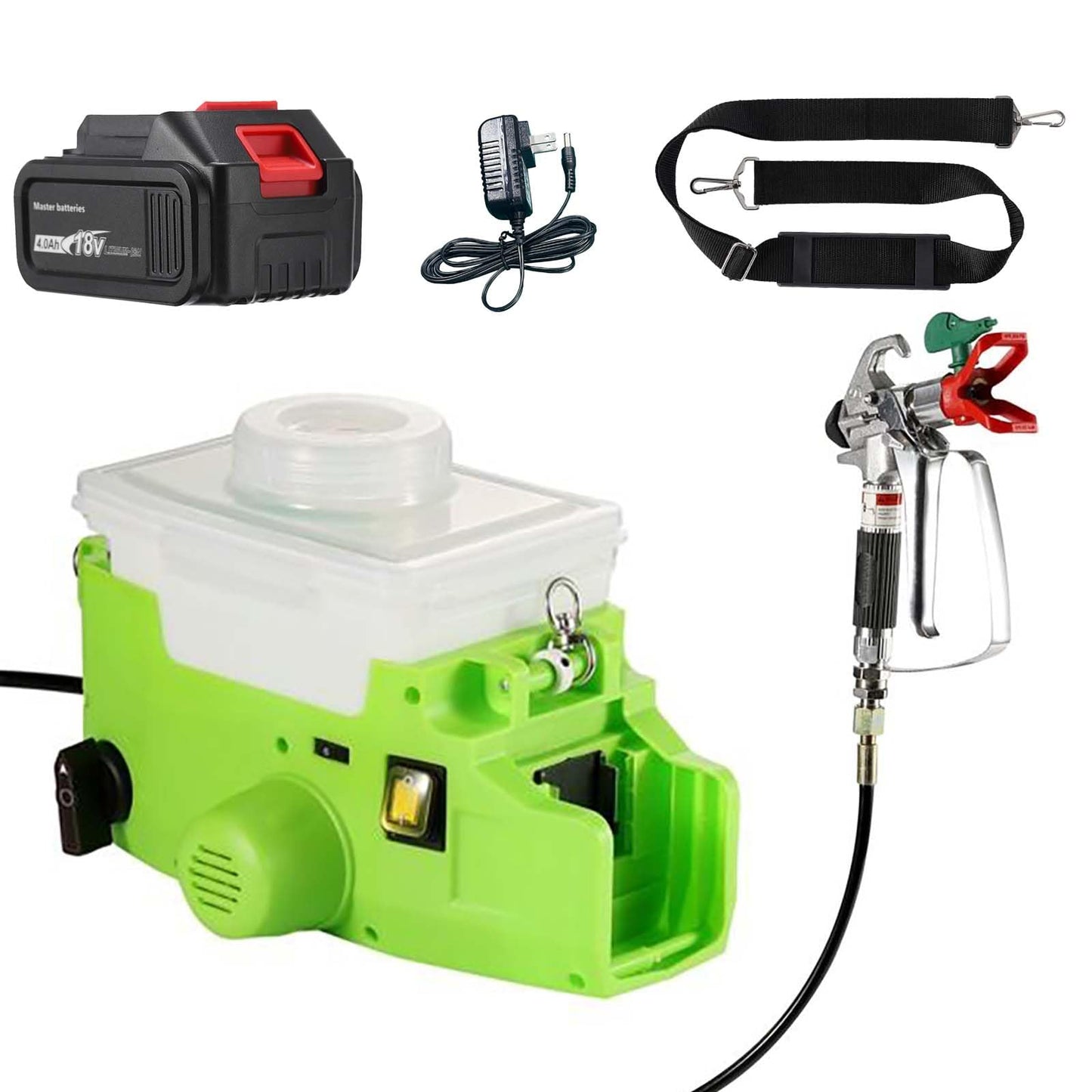 Cordless Airless Paint Sprayer, 500W High Efficiency Battery-Powered Spray Gun with 4000mAh Battery, 15MPa/3000PSI Pressure for Interior/Exterior Walls, Fence