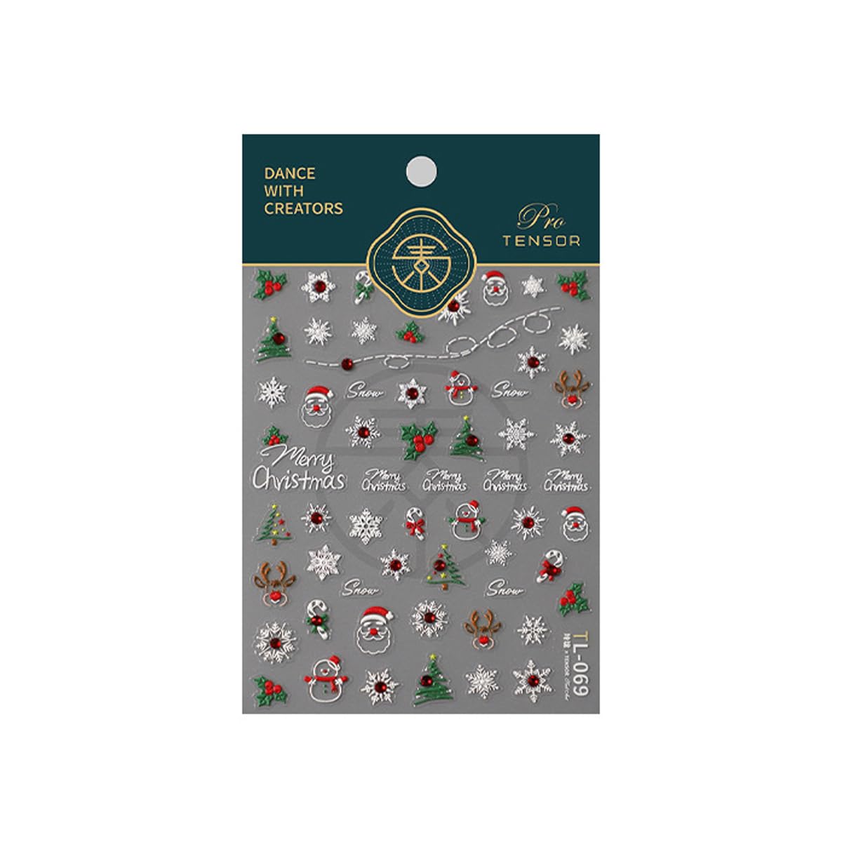 5D Embossed Christmas Nail Stickers for Nail Art Xmas Tree, Snowflake,Santa, Elk Rhinestone Nail Art Decals for Women Self-Adhesive Nail Supplies Art Design Stickers