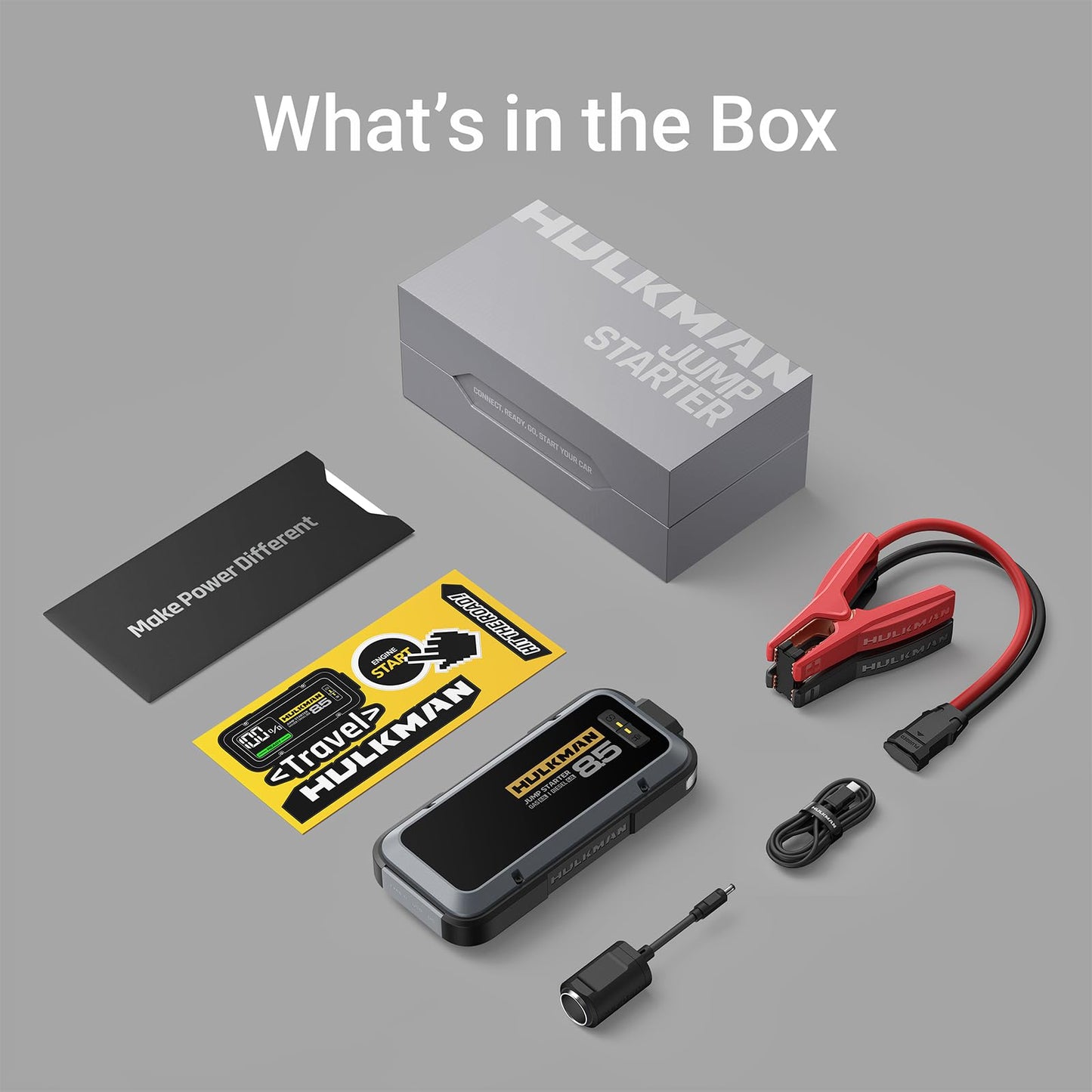 Hulkman Alpha85S,Space Gray, 2000A 74Wh Smart Jump Starter with -40℉ Start Tech, 12V Portable Car Battery Booster, 3.3" LED Display, USB-C Power Pack, Jumper Cables for up to 8.5L Gas/6.0L Diesel