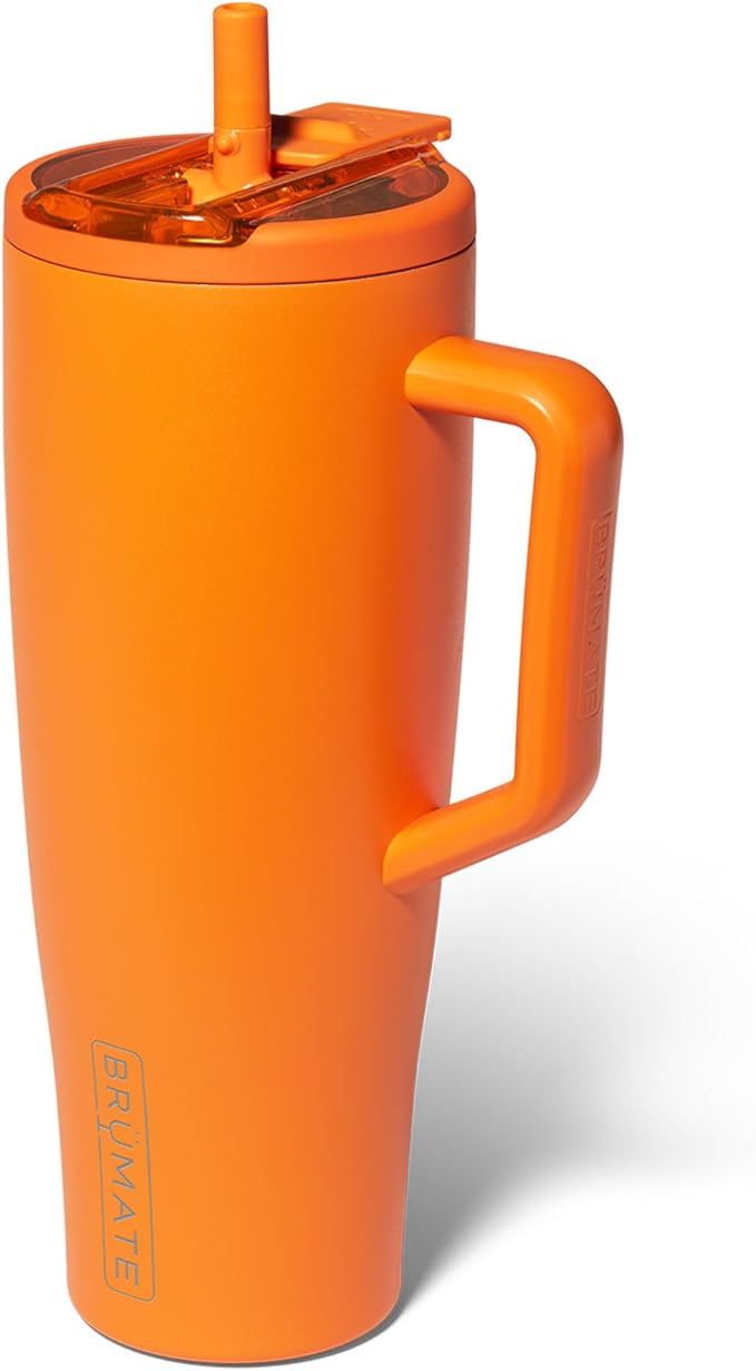 BrÃ¼Mate Era Flip 40oz Tumbler with 100% Leakproof Covered Straw Lid | Hygienic Covered Straw | Insulated Stainless Steel Water Bottle with Handle | Cup Holder Friendly | BPA-Free (Clementine)