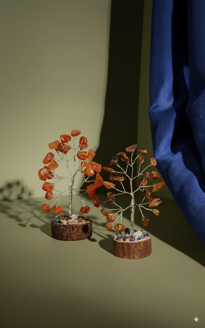 Crystal Tree Set of 12, Thoughtful Gifts for Women, Office Desk Decoration, Home, Shelf Decor for Positive Energy, Money, Reiki Healing, Good Luck, Birthday Gifts for Mom Love Ones