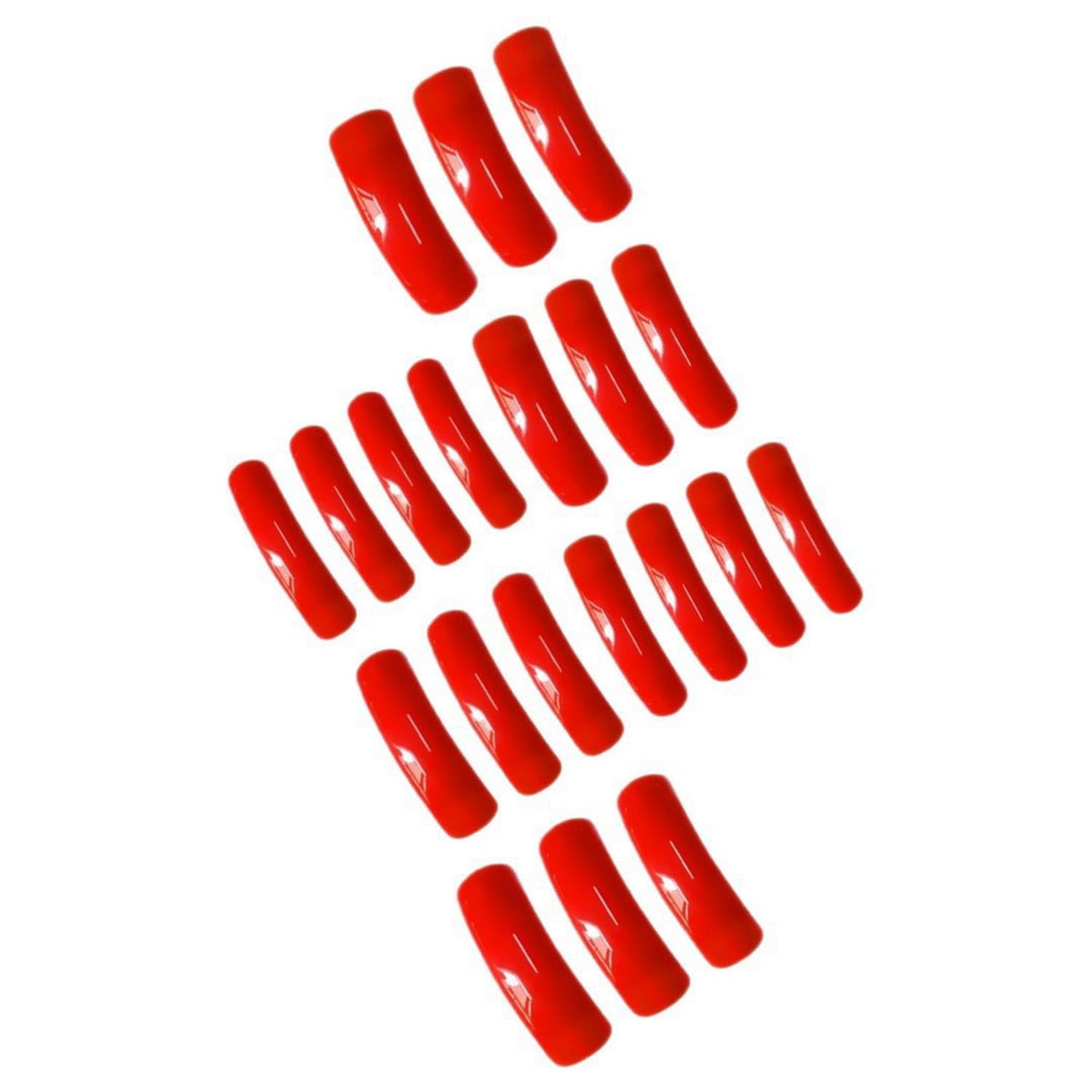 Curved Press on Nails Extra Long Fake Nails Red Full Cover Square Stick on Nail Glossy Acrylic Glue on Nails Curve Finger Manicure for Women Girls Art DIY False Nail 24pcs