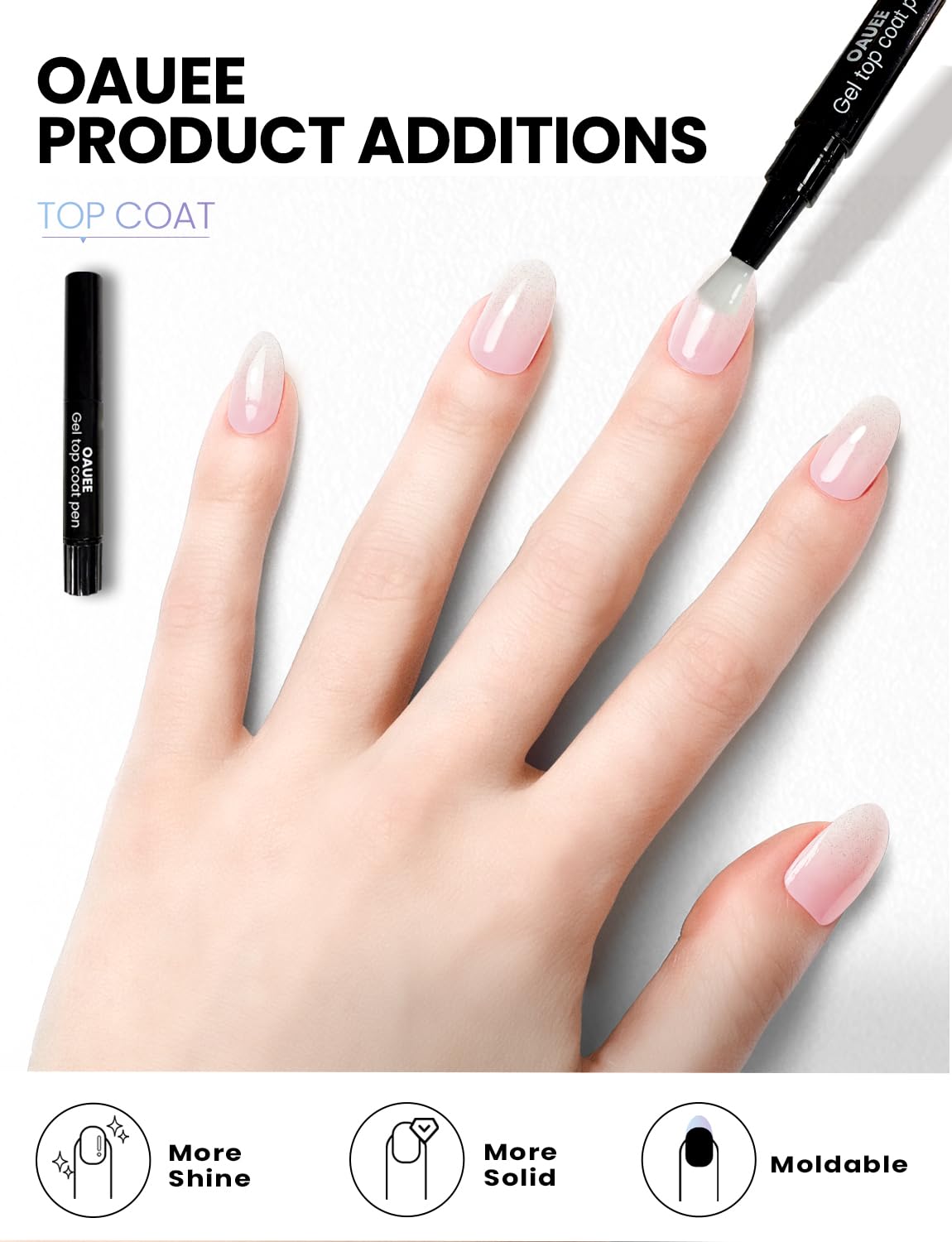 Oauee Semi Cured Gel Nail Strips | Built-In Gel Top Coat | UV Light Required | Salon Quality, Easy Application And Removal (Peach Glitz Fade)