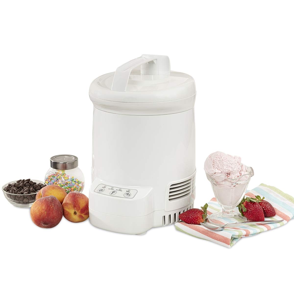 Total Chef Ice Cream Factory Automatic Electric Ice Cream Maker, 1.3 qt (1.2L), White, Make Easy Homemade Frozen Yogurt, Sorbet, Gelato with Fresh Ingredients, No Salt or Pre-Freezing Needed,TCIF06-A