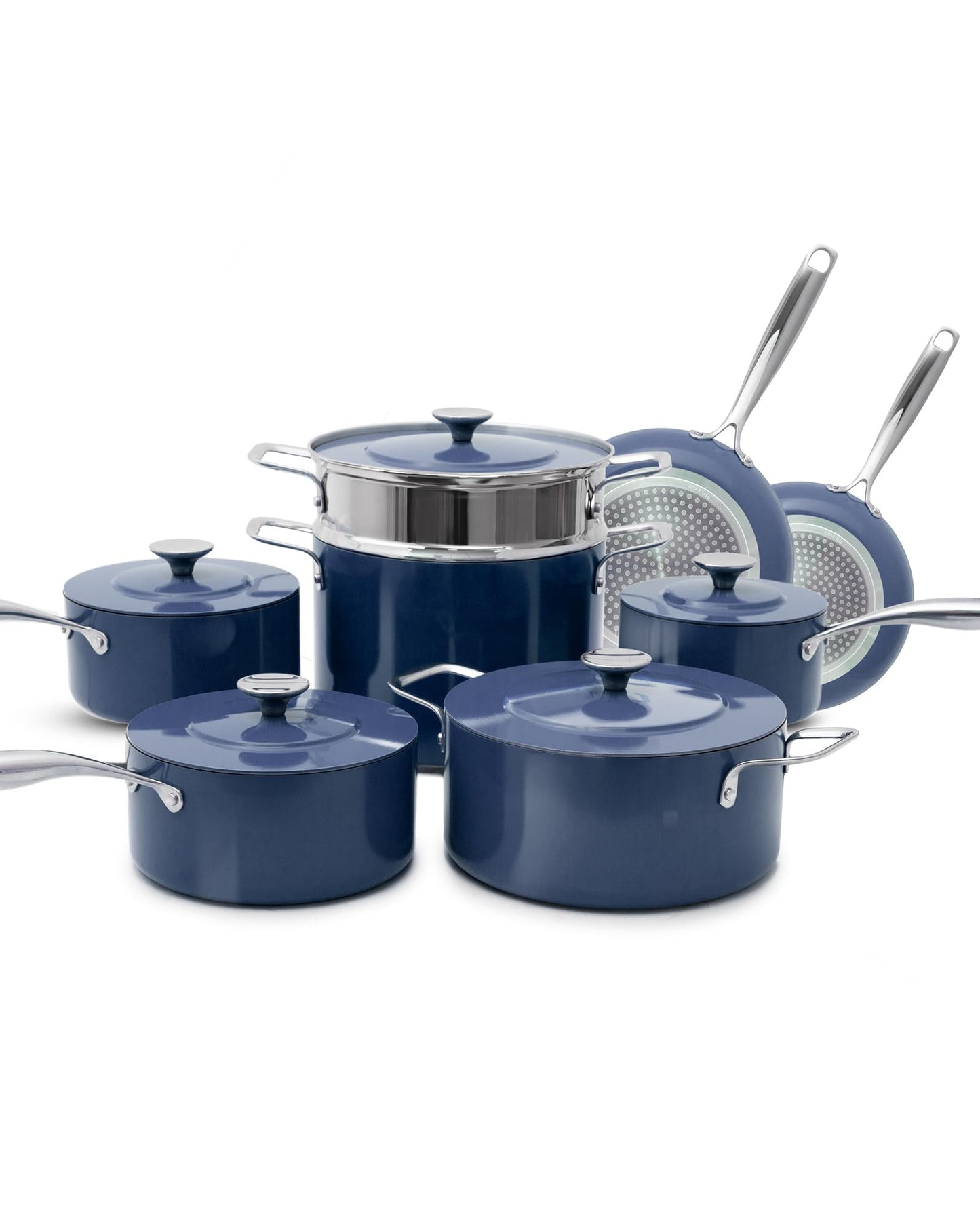 Nuwave Lux 13-Piece Premium Cookware Collection, Healthy G10 Duralon Blue Ceramic Nonstick, Ultra Durable, PFAS-Free, Lightweight & Works on All Cooktops