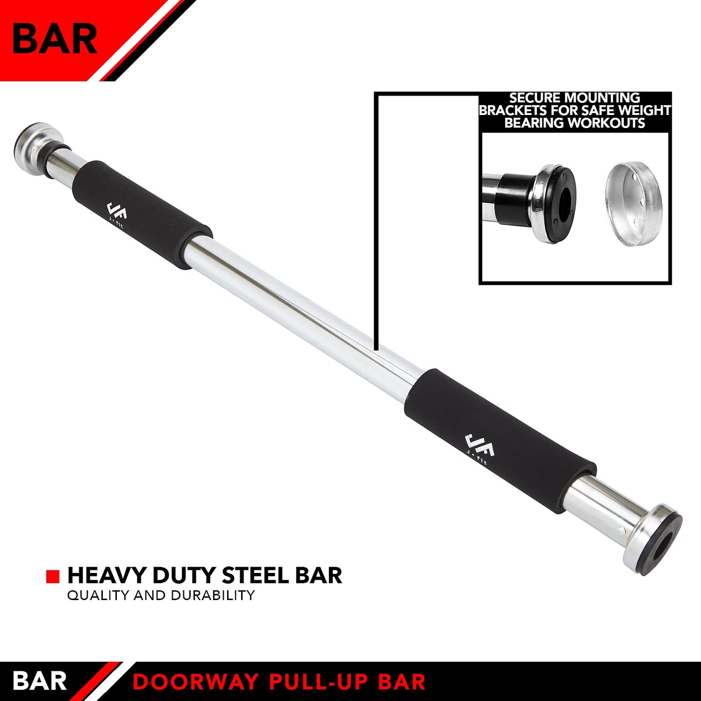 JFIT Deluxe Multi Exercise Doorway Pull-Up Bar with Comfort Grips, 40-Inch
