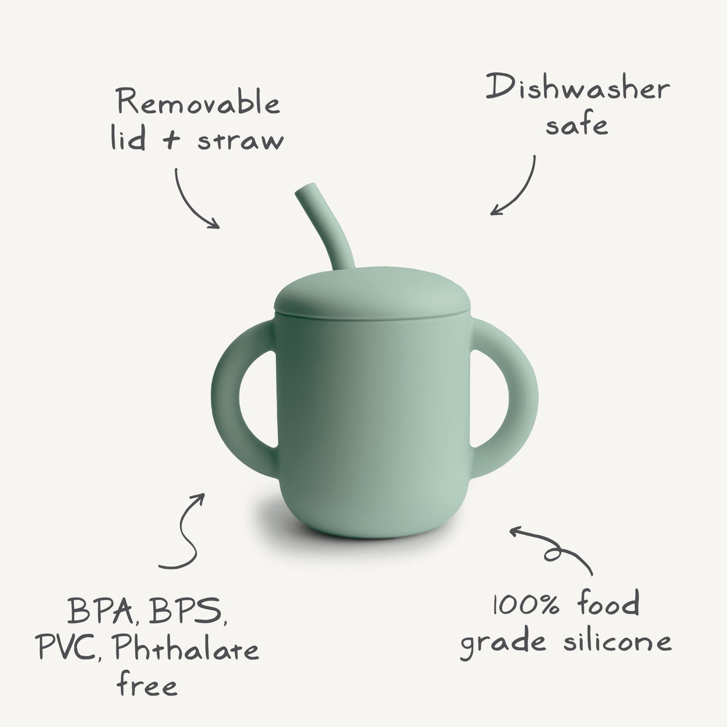mushie 100% Silicone Training Cup & Straw for Toddlers | 6 Months+ (Soft Lilac)