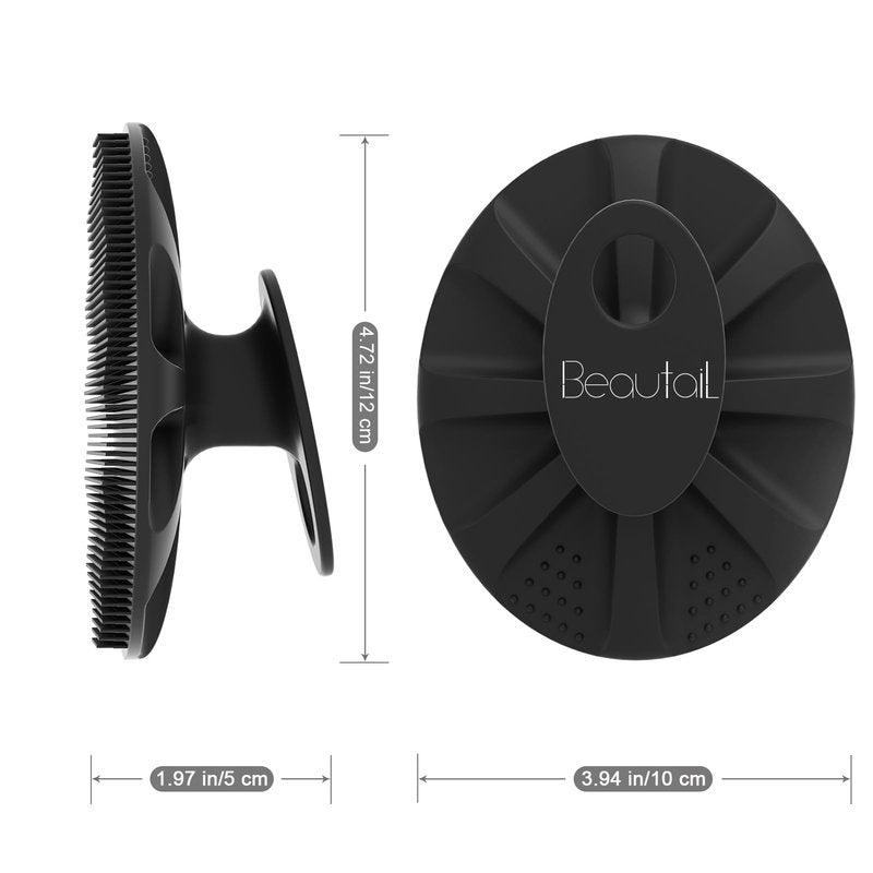BEAUTAIL Silicone Body Scrubber Shower Bath Wash Brush Gentle Exfoliating Scrub Cleansing Loofah for Women Men Baby Sensitive Skin, Easy to Clean, Lather Nicely, More Hygienic, 1 Pack, Black