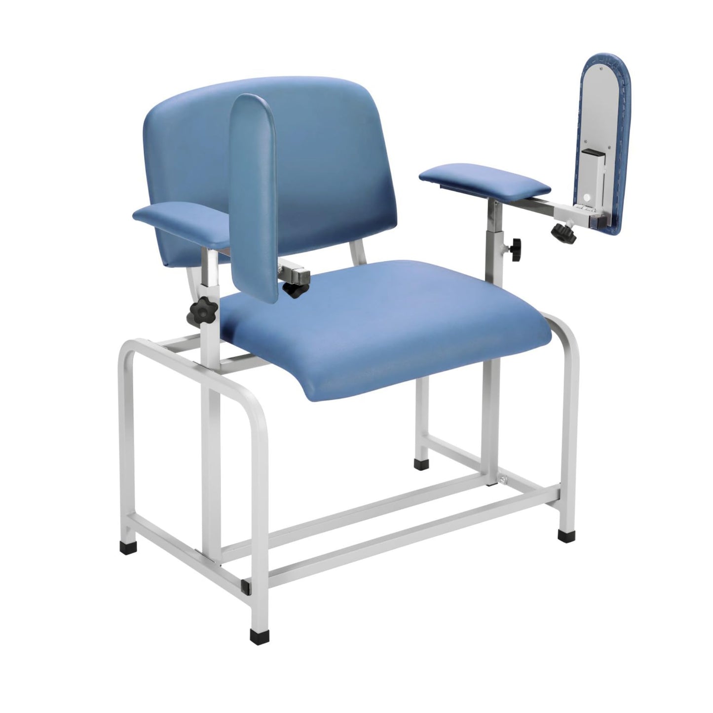 VivaComfort Blue Bariatric Wide Padded Blood Drawing Chair, Phlebotomy Chair with Adjustable Armrest, 35" H x 18" L x 29"W, Blood Draw Chair, Medical Chair, Great for Mommy and Me