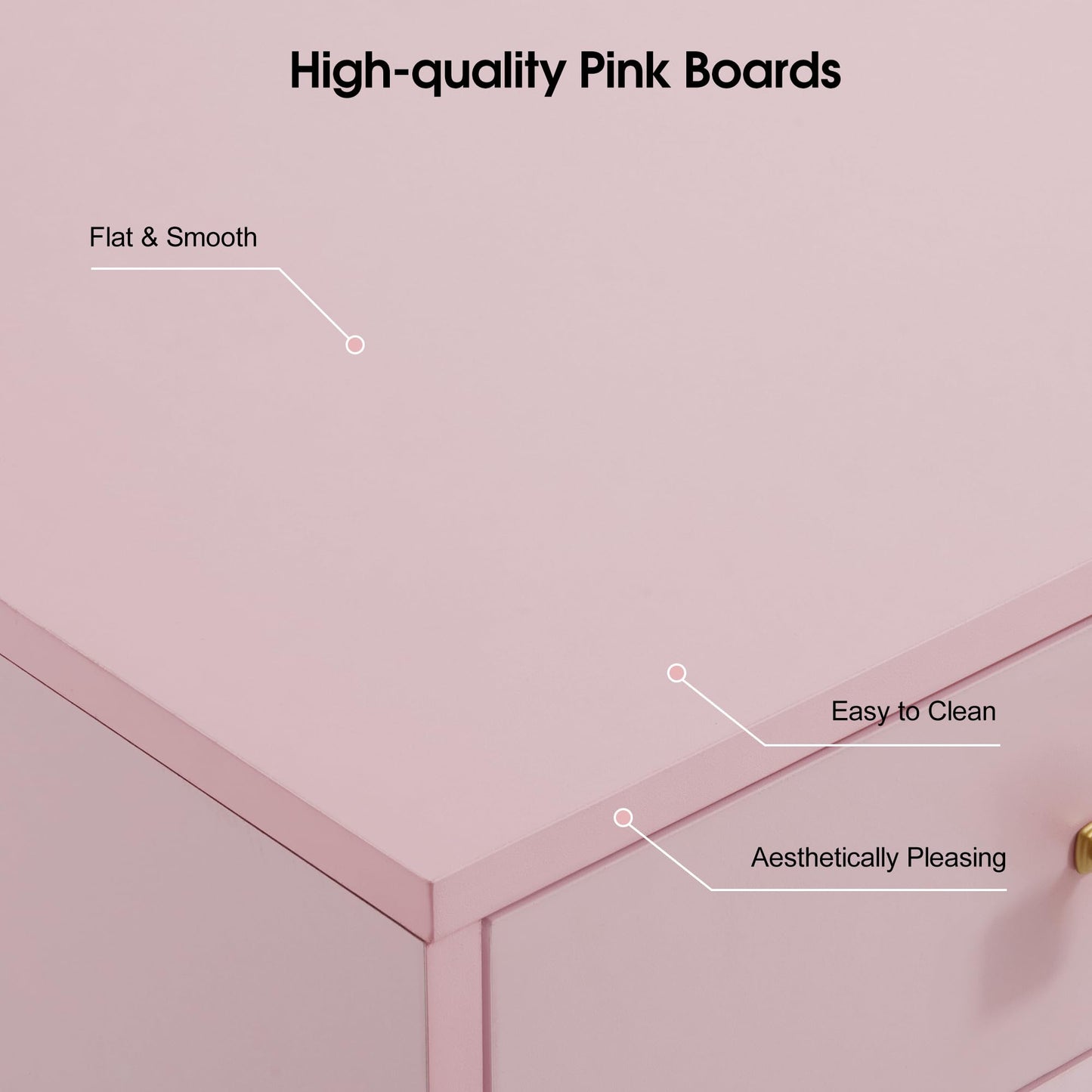 BarberPub Beauty Manicure Table with Storage Drawers, Nail Salon Desk for Nail Tech, Makeup Station with Round Handles, Beauty Equipment with Display Open Space 2990 (White&Pink)