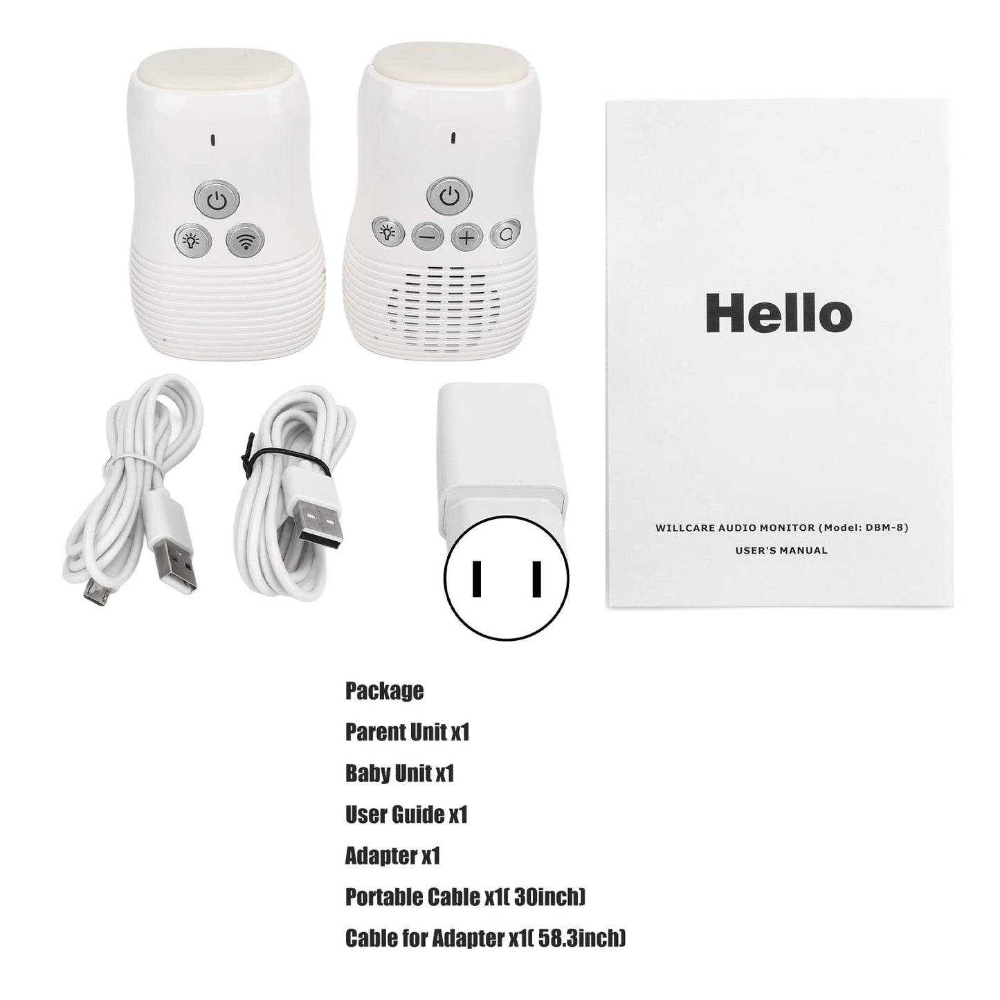 Audio Baby Monitor, 2.4G Audio Baby Monitor, Two Way Intercom Baby Care Monitor with Night Light Digital , Crystal Clear Sound, Plug & Play Sound Indicator &