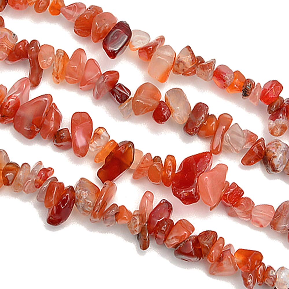 PLTbeads 5-8mm Natral Healing Gemstone Waist Bracelets Necklace Kit Irregular Stone DIY Crafts Design Jewelry Making 1 Strand per Bag Approxi 34 inch (Red Agate Chips)