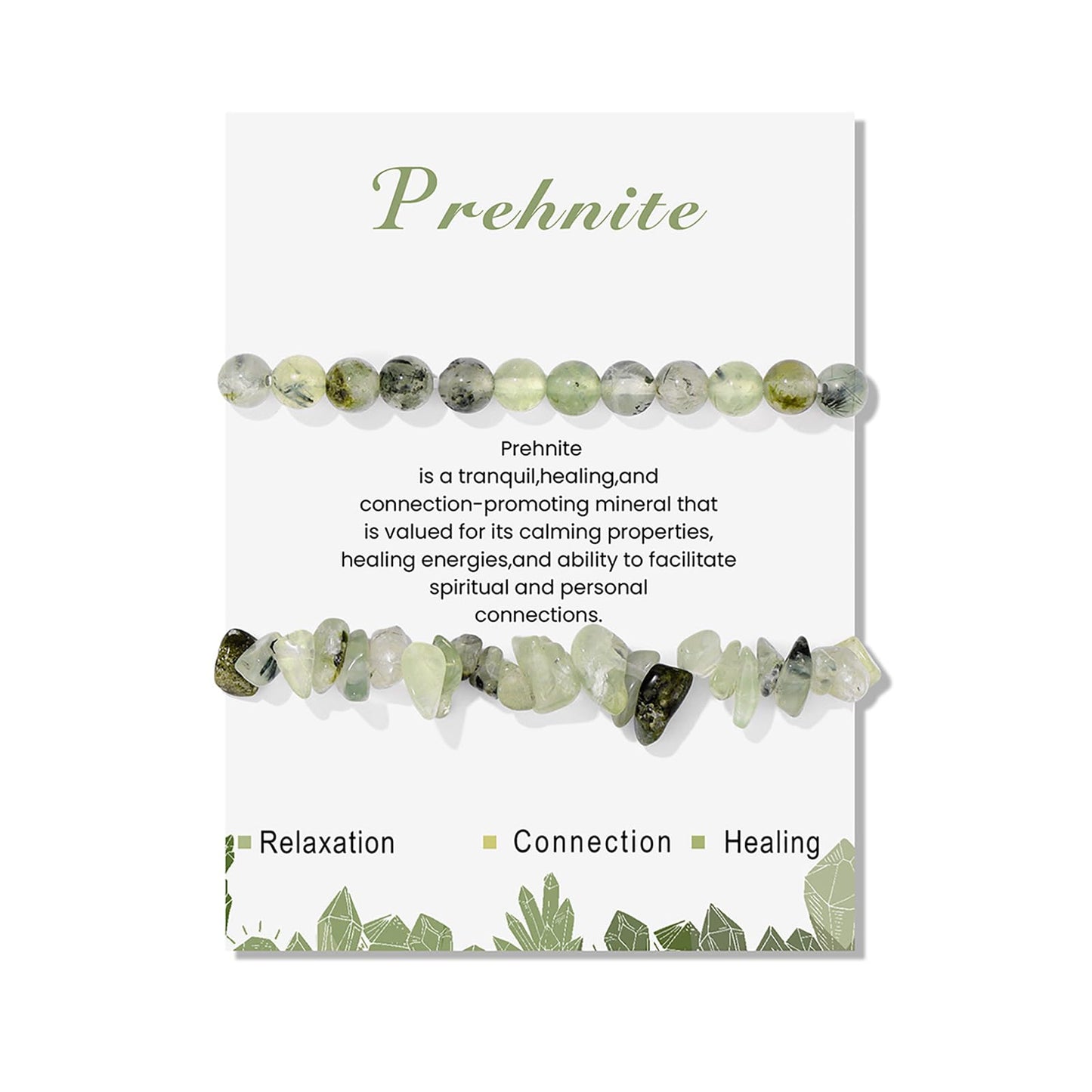 2Pcs Prehnite Bracelet for Women 6mm Handmade Adjustable Prehnite Beaded Bracelet Natural Stone Gemstone Bracelets Prehnite Crystal Bracelet Healing Crystal Bracelet Prehnite Jewelry for Women Men