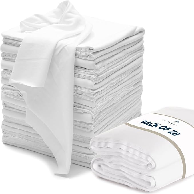 VALENGO New Lint Free Rags â 100% Cotton Cloth, Soft T-Shirt Rags, Lint Free Cloth for Staining Wood, Cast Iron, Dusting, Polishing, Painting and Cleaning â Reusable & Absorbent â 17âx17â (Pack of 28)