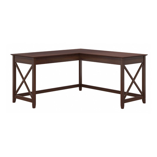 Bush Home Key West 60W Modern Farmhouse L Shaped Desk in Bing Cherry, 60-Inch Corner Computer Table for Home Office Workspace