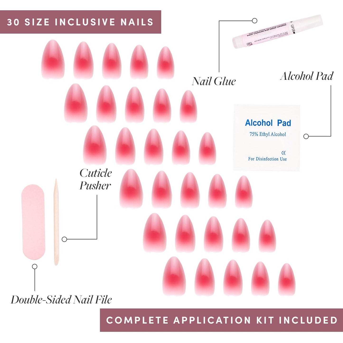 Glamnetic Press-On Nails Bundle - First Kiss & Blushing Aura | Glazed Short Almond Neutral Pink Nails | Short Almond Pink Fake Nails with Ombre | Reusable, Salon-Quality Nail Kits