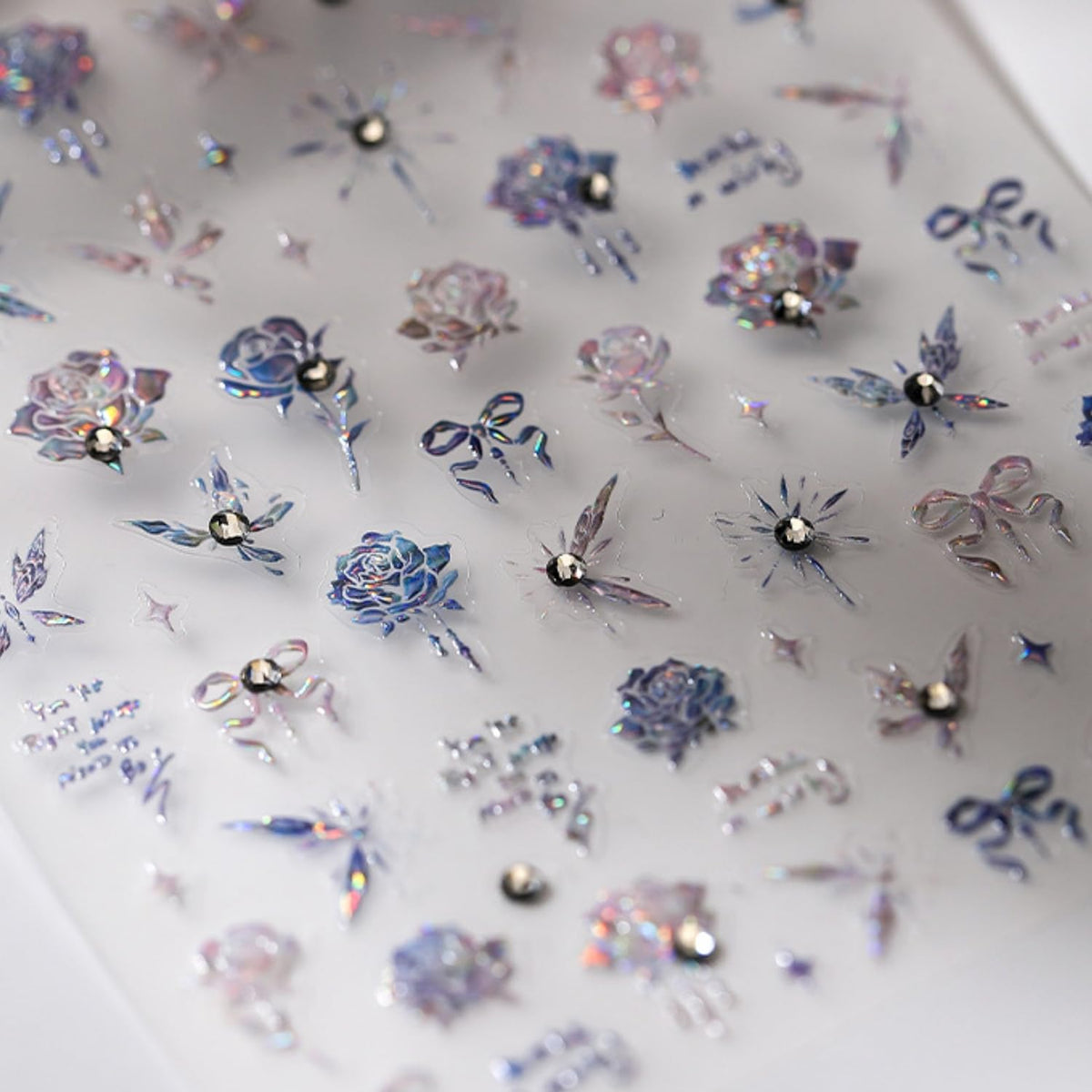 5D Embossed Flower Nail Art Stickers Bow Butterfly Nail Decals with Rhinestone Design Spring Nail Stickers Aurora Self Adhesive Nail Charms Floral Nail Supplies for Women Girls