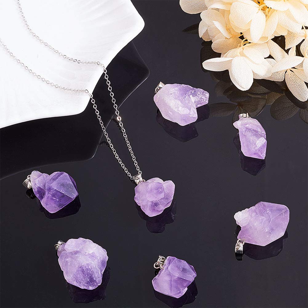 DanLingJewelry 30pcs Natural Amethyst Healing Point Chakra Reiki Nuggets Pendants for Necklace Earrings Bracelet Jewelry Making 12-20x20-26mm