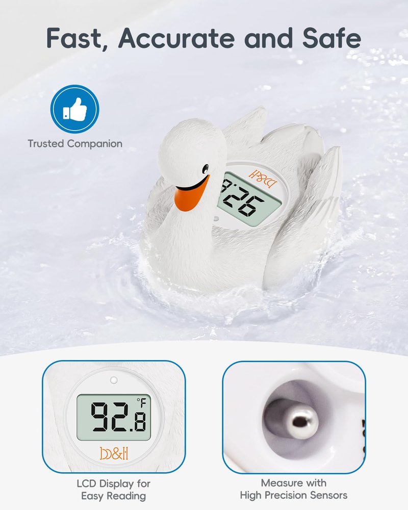 b&h Baby Bath Thermometer, Swan Digital Infant Bathtub Thermometer - Reliable Temperature Readings - Easy to Read Screen - Waterproof, Safe Floats in Water Toy, Newborn Must Haves