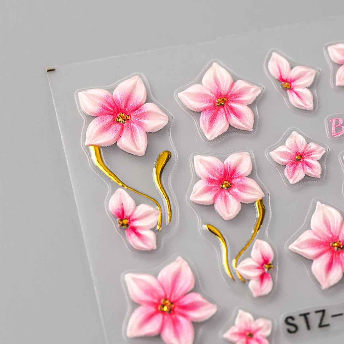 3Sheet 5D Embossed Nail Stickers Spring Nail Art Stickers Decals with Flower Pearl Gold Design Nail Stickers for Nail Art Summer Blue White Pink Flower Self-Adhesive for Women Nail Supplies