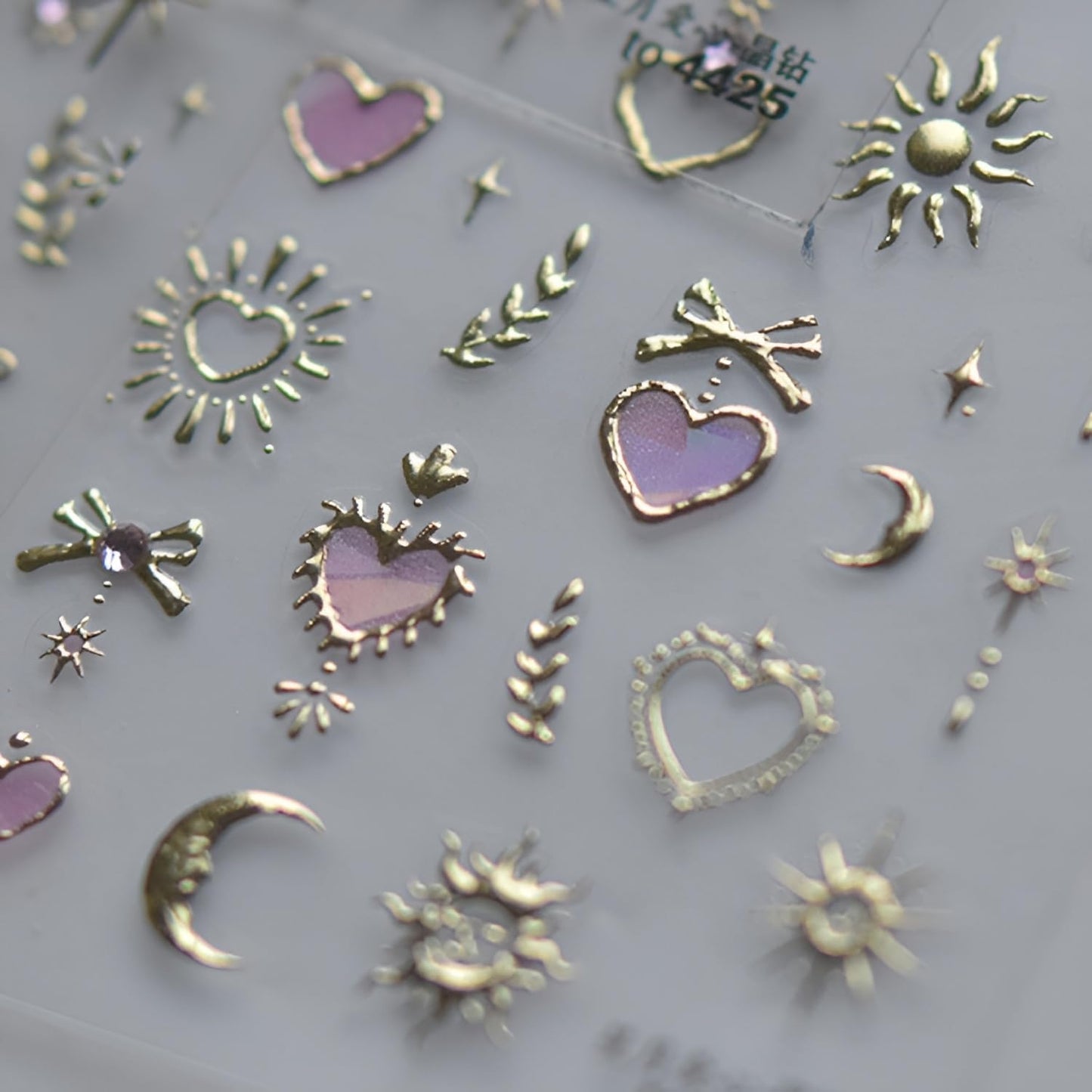Star Nail Art Stickers 5D Embossed Moon Heart Nail Decals Pink Gold Nail Stickers for Nail Art Rhinestone Nail Design Supplies for Women Girls DIY Acrylic Nails Accessories