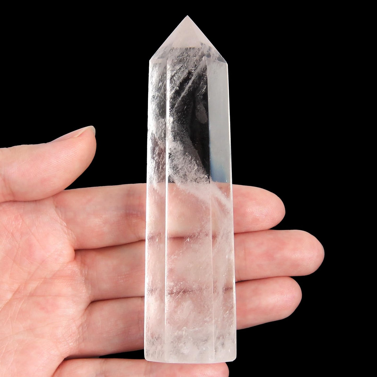 Orientrea Clear Quartz Crystal Wand-1 Pc 3.5"-3.9" Natural Clear Quartz Crystal Wands, Healing Crystal and Stones, Natural Stone Tower, Gift Box Packaging