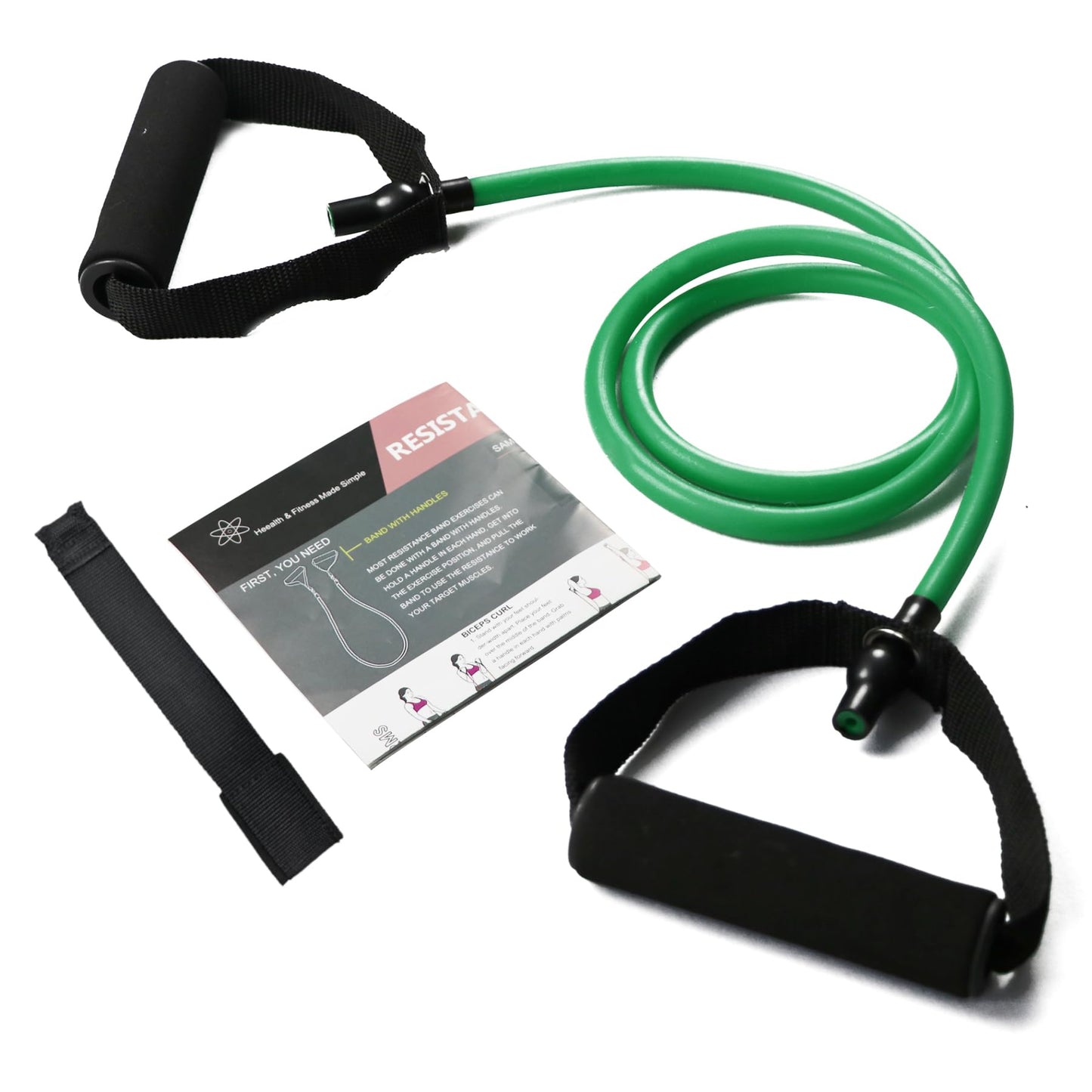 Resistance Bands with Handles, Single Resistance Bands, Exercise Bands with Handles, for Resistance Training, Physical Therapy, Home Workouts, Fitness, Pilates