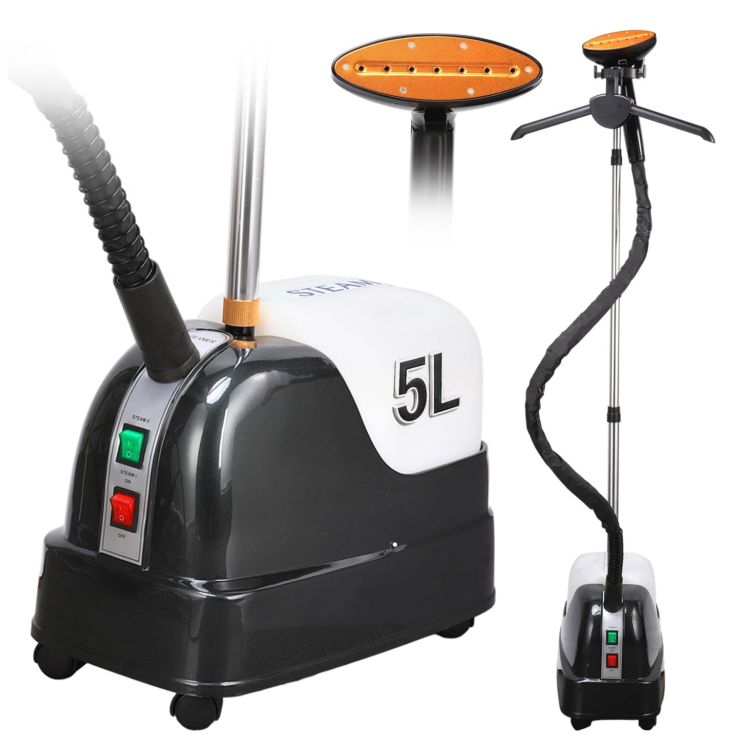 Standing Steamer for Clothes, 5L Large Capacity Standing Garment Steamer | 1800W with 45s Fast Heat-up, 90 Minutes Continuous Powerful Steam