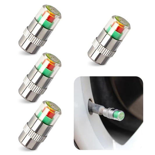 MOXRUQ 4 PCS Car Tire Pressure Monitor Valve Stem Caps, 2.4Bar 36PSI Tire Pressure Monitor Sensor Indicator, 3 Color Eye Alert Tire Pressure Monitor Valve Caps with Pressure Gauge, Fit for Most Cars