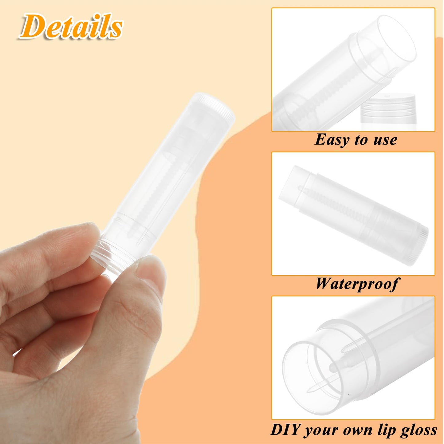 LANIAKEA 100PCS Lip Balm Tubes with Caps and Filling Tray and Spatula Set, Clear Lip Balm Container Tubes Empty Chapstick Tubes Empty Bulk for DIY Lipstick Homemade 3/16 Oz (5.5 ml)