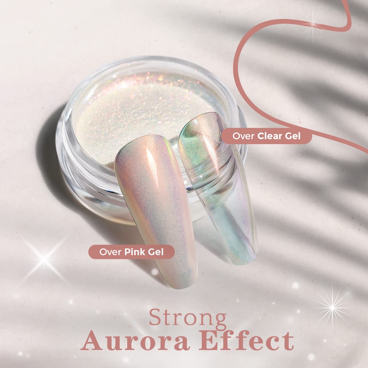 Pretty Diva Mermaid Chrome Nail Powder - Unicorn Chrome Nails Powder Aurora Iridescent Powder Pigment for Nails, Opal Mica Powders Sunset Chrome Nail Powder Manicure Pigment