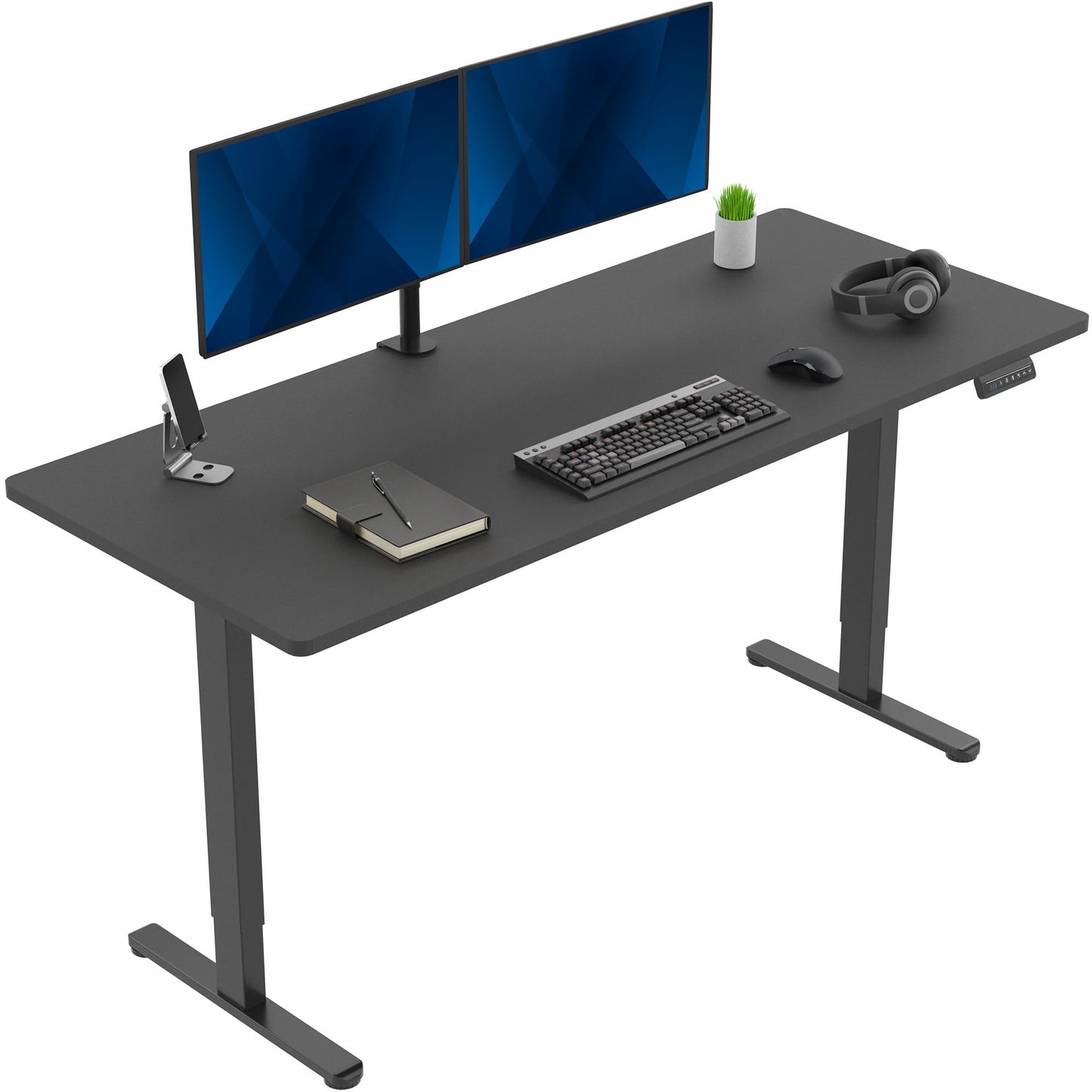 VIVO Electric 71 x 30 inch Standing Desk, Dual Motor Memory Controller Height Adjustment, E2B Series, Solid One-Piece Black Top Black Frame, DESK-KIT-E2B71B