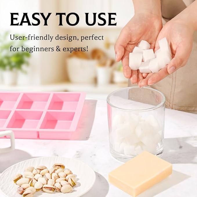 SJ Silicone Soap Molds 3 Packs, Rectangle Soap Molds for Soap Making, 6 Cavity Mold for Homemade Craft Soap Mold, Jelly, Chocolate & Ice Cube Trays(Blue, Purple & Pink)